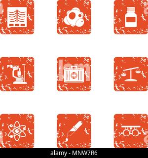 Medical future icons set, grunge style Stock Vector