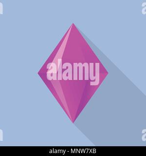Pink tourmaline stone icon, flat style Stock Vector