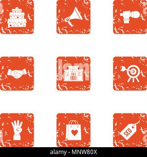 Create love icons set, grunge style Stock Vector