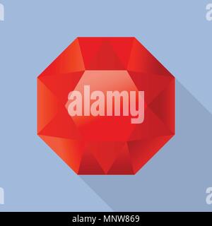 Shiny garnet icon, flat style Stock Vector