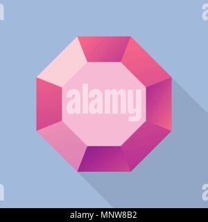 Ruby stone icon, flat style Stock Vector