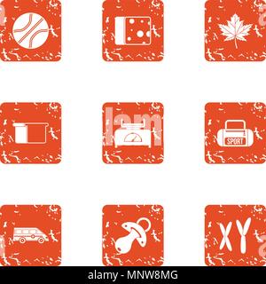 Gestation icons set, grunge style Stock Vector
