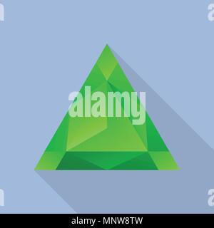 Triangular emerald icon, flat style Stock Vector