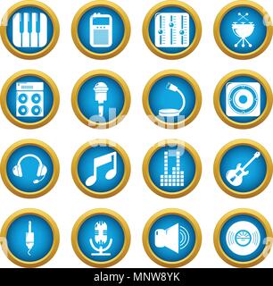 Recording studio symbols icons set, simple style Stock Vector