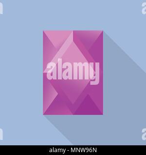 Pink tourmaline shiny stone icon, flat style Stock Vector