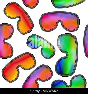 Different Winter Ski Goggles Seamless Pattern Stock Vector