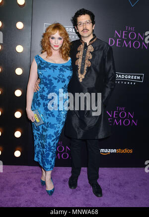 Christina Hendricks, husband Geoffrey Arend  at the premiere of Amazon's 'The Neon Demon' at the ArcLight Cinemas Cinerama Dome on June 14, 2016 in Hollywood, CAChristina Hendricks, husband Geoffrey Arend  ------------- Red Carpet Event, Vertical, USA, Film Industry, Celebrities,  Photography, Bestof, Arts Culture and Entertainment, Topix Celebrities fashion /  Vertical, Best of, Event in Hollywood Life - California,  Red Carpet and backstage, USA, Film Industry, Celebrities,  movie celebrities, TV celebrities, Music celebrities, Photography, Bestof, Arts Culture and Entertainment,  Topix, ver Stock Photo