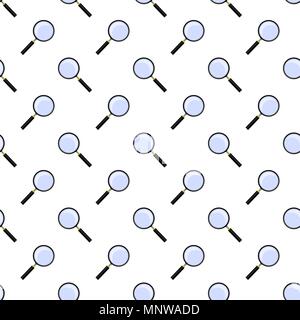 Magnifying Glass with Reflection Seamless Pattern. Search Searching Looking For Research Information. Stock Vector