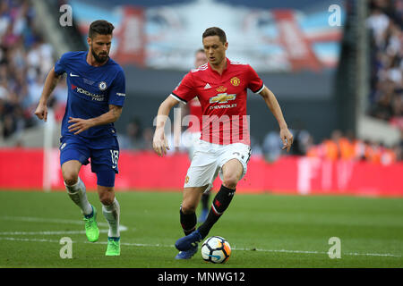 Nemanja Matic of Manchester United in action. The Emirates FA Cup final 2018,  Chelsea v Manchester United at Wembley Stadium in London on  Saturday 19th May 2018.  this image may only be used for Editorial purposes. Editorial use only, license required for commercial use. No use in betting, games or a single club/league/player publications. pic by Andrew Orchard/Andrew Orchard sports photography/Alamy Live news Stock Photo