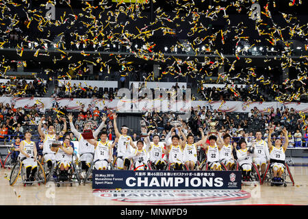 Musashino Forest Sport Centre, Tokyo, Japan. 20th May, 2018. AX/Miyagi MAX team group, MAY 20, 2018 - Wheelchair Basketball : Japan Wheelchair Basketball Championship Emperor's Cup Award ceremony at Musashino Forest Sport Centre, Tokyo, Japan. Credit: Yohei Osada/AFLO SPORT/Alamy Live News Stock Photo