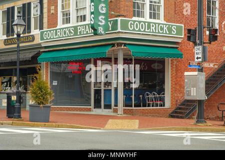 Goolricks Pharmacy, 901 Caroline Street, Fredericksburg, Virginia Stock Photo