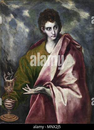 Saint John the Evangelist .  Español: La obra representa a San Juan Evangelista. . circa 1605.   1091 San Juan Evangelista (El Greco, Museo del Prado) Stock Photo