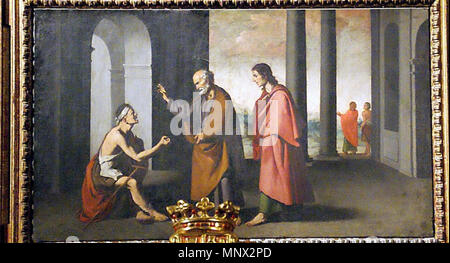 1092 San Pedro curando al paralítico, en el retablo de la capilla de San Pedro (Catedral de Sevilla) Stock Photo