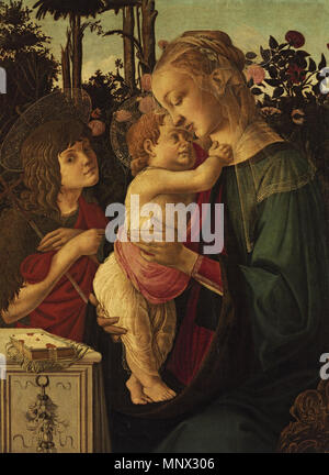 Botticelli - Madonna and Child with Saint John the Baptist 1470 Stock ...