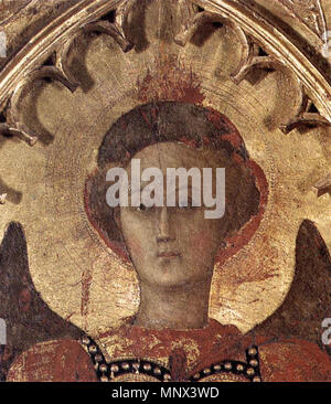 Virgin with Child and Four Saints . detail . circa 1435.   1096 Sassetta, madonna col Bambino e quattro santi, dettaglio 02 Stock Photo