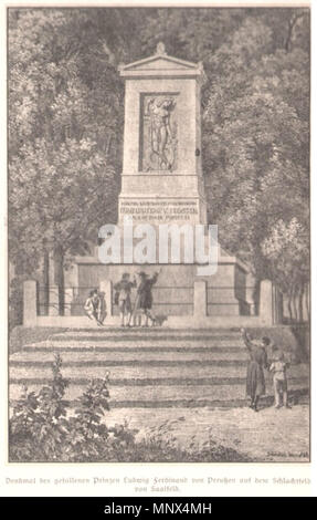 1100 SCHINKEL (c1823) Denkmal des gefallenen Prinzen Ludwig Ferdinand von Preußen auf dem Schlachtfeld von Saalfeld Stock Photo