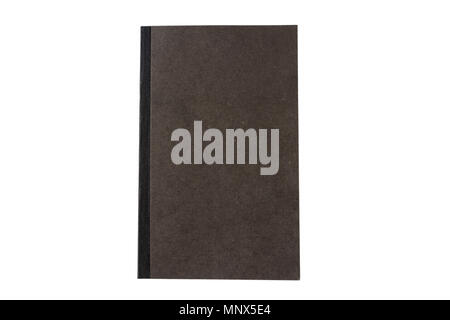 Black blank book isolated on white background, top view, space for text Stock Photo