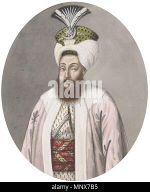 . English: Portrait of Selim III, Sultan of the Ottoman Empire (1789-1807). The portrait has been printed using the Giclée process. Published in 1815.. John Young (1755-1825) 1110 Selim III by John Young Stock Photo