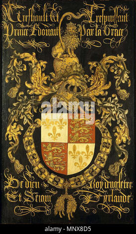 Coat of arms of Eduard IV, king of England, as knight in the order of the Golden Fleece  circa 1481.   1115 Shield of Edward IV as knight of the Order of the Golden Fleece Stock Photo