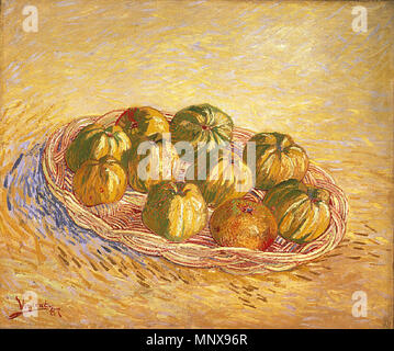 English: Still Life, Basket of Apples   1887.   1223 Vincent van Gogh - Still Life, Basket of Apples Stock Photo