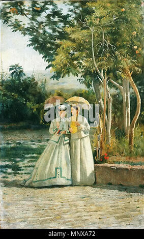 A Walk in the Garden   circa 1870.   1121 Silvestro Lega - A Walk in the Garden - WGA12634 Stock Photo