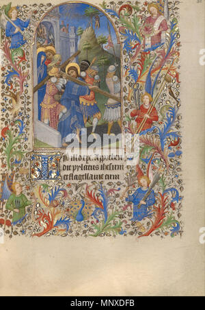 English: The Way to Calvary, extract from the Spitz Hours Français : Le Portement de croix, extrait des Heures de Spitz   about 1420.   1135 Spitz Master (French, active about 1415 - 1425) - The Way to Calvary - Google Art Project Stock Photo