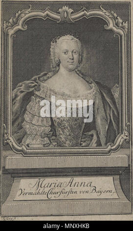 .  English: Maria Anna Sophia of Saxony (1728-1797), Electress of Bavaria . circa 1747-1757.   1155 Sysang - Maria Anna, Electress of Bavaria Stock Photo