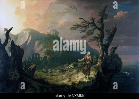 .  English: The Bard, 1774, by Welsh artist Thomas Jones. Oil on Canvas, now belonging to the National Museum of Wales in Cardiff . 1774.   1169 The Bard (1774) Stock Photo