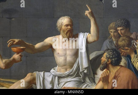 . Cropped version of Jacques-Louis David's The Death of Socrates (1787). 1787. Jacques-Louis David 1171 The Death of Socrates cropped Stock Photo