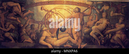 The Mutilation of Uranus by Saturn [Cronus], 16th-century oil painting ...