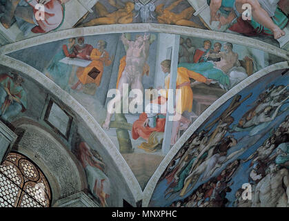 . English: Sistine chapel ceiling. between 1508 and 1512. Michelangelo Buonarroti 1179 The Punishment of Haman Stock Photo