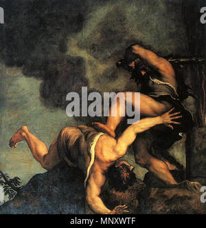 Cain and Abel   between 1542 and 1544 or 1570s    The factual accuracy of this description or the file name is disputed. Reason: Please see the relevant discussion on the talk page.    .   1195 Titian - Cain and Abel Stock Photo