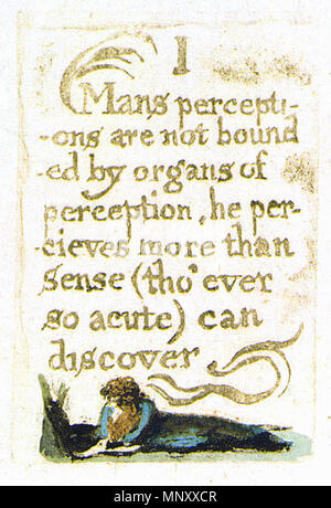 . There is No Natural Religion, copy G, object 10 (Bentley b3, Erdman b3, Keynes b3) . 1788.    William Blake  (1757–1827)       Alternative names W. Blake; Uil'iam Bleik  Description British painter, poet, writer, theologian, collector and engraver  Date of birth/death 28 November 1757 12 August 1827  Location of birth/death Broadwick Street Charing Cross  Work location London  Authority control  : Q41513 VIAF: 54144439 ISNI: 0000 0001 2096 135X ULAN: 500012489 LCCN: n78095331 NLA: 35019221 WorldCat 1197 TNNR Series b Plate 3 (I) - 1794 version Stock Photo