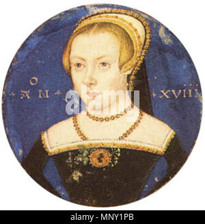 .  English: Portrait miniature of an unknown lady Variously identified as Elizabeth I, Lady Jane Grey, Amy Robsart, and others. Collection of Yale University. (Eric Ives, Lady Jane Grey: A Tudor Mystery, Wiley-Blackwell, 2009, pp. 15–16, 295) . circa 1550.   1214 Unknown lady by Levina Teerlinc c1550 Yale University Stock Photo