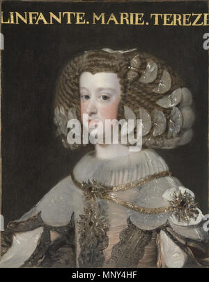 . Español: Retrato de la infanta María Teresa, óleo sobre lienzo, 67,3 x 52,7 cm, Philadelphia Museum of Art . circa 1650. Taller de Velázquez 1227 Velazquez-taller-maria teresa-filladelfia Stock Photo