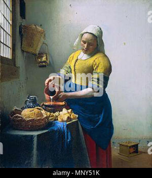 The Milkmaid. The kitchen maid - oil on canvas, c. 1658 - Johannes