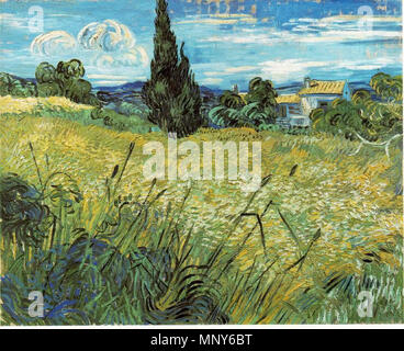 Green Wheat Field with Cypress .  English: Oil painting reproduction of Vincent van Gogh . June 1889.   1237 Vincent van Gogh - Green Wheat Field with Cypress Stock Photo