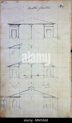 . English: Drawings of Weston Junction Station by Isambard Kingdom Brunel. before 1851.   Isambard Kingdom Brunel  (1806–1859)     Description British civil engineer, mechanical engineer, architect and engineer  Date of birth/death 9 April 1806 15 September 1859  Location of birth/death Portsmouth London  Authority control  : Q207380 VIAF: 25385167 ISNI: 0000 0000 6675 8632 ULAN: 500029621 LCCN: n50041053 GND: 117638099 WorldCat 1256 Weston Junction Station - drawing by Isambard Kingdom Brunel Stock Photo