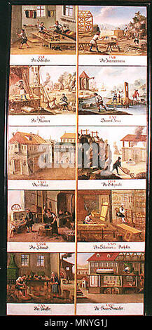 . English: Late 18th-century educational picture board from the school of Zlatá Koruna (near Český Krumlov) . 18th century. Anonymous 1284 Zlata Koruna 01 Stock Photo