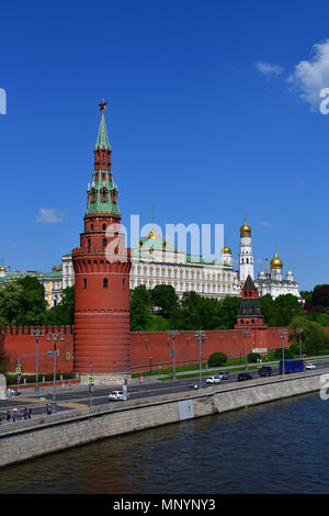 Kremlin embankment in spring in Moscow, Russia Stock Photo