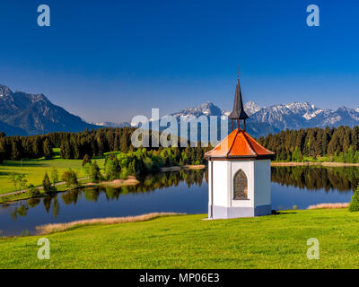 Hergratsrieder Lake, Ostallgaeu, Allgaeu, Bavaria, Germany, Europe Stock Photo