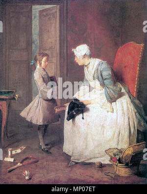 French: La Gouvernante The Governess  1739.   713 Jean-Baptiste Simeon Chardin The Governess Stock Photo