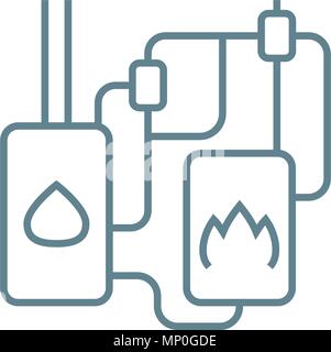 Autonomous heating system linear icon concept. Autonomous heating system line vector sign, symbol, illustration. Stock Vector
