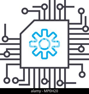 Central server linear icon concept. Central server line vector sign, symbol, illustration. Stock Vector