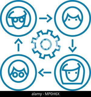 Communication on the internet linear icon concept. Communication on the internet line vector sign, symbol, illustration. Stock Vector