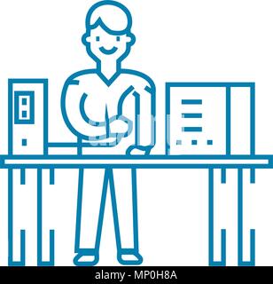 Computer repair linear icon concept. Computer repair line vector sign, symbol, illustration. Stock Vector