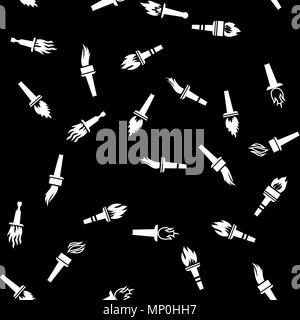 Different Torch Silhouette Seamless Pattern Stock Vector