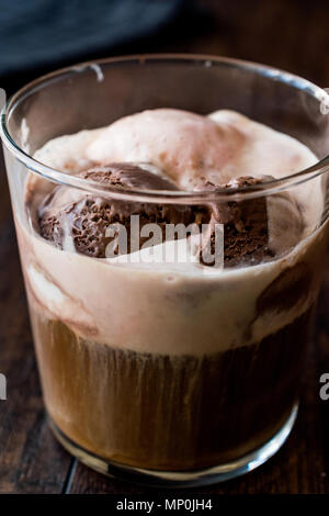 Affogato coffee and ice cream in glass. Beverage Dessert. Stock Photo