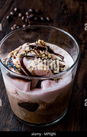 Affogato coffee and ice cream in glass. Beverage Dessert. Stock Photo