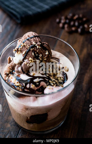 Affogato coffee and ice cream in glass. Beverage Dessert. Stock Photo